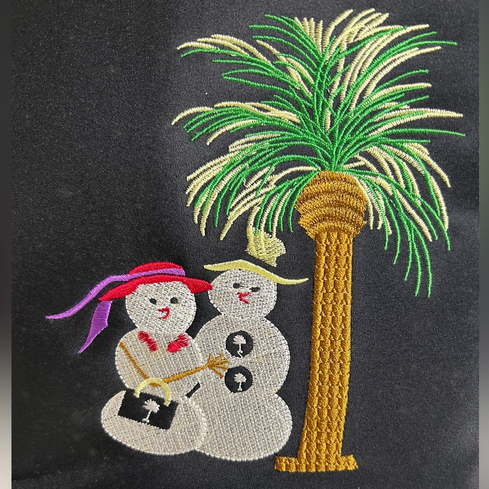 NWOT - Adorable Black Embroidered Tropical Snowman 4 Piece Tote Bag Set - Picture 3 of 15